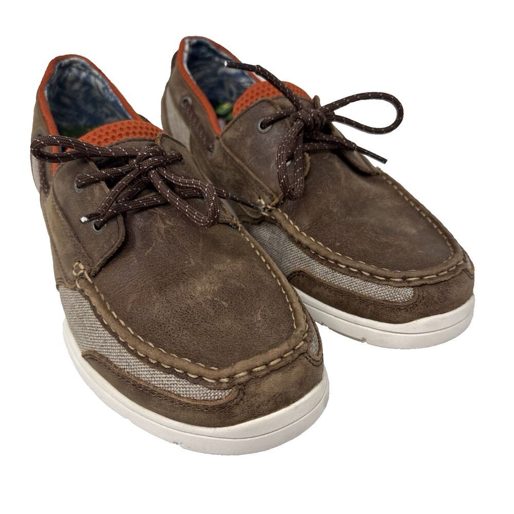 Tommy Bahama On Par Spectator Boat Deck Shoe Mens Sz 12 Brown Leather Distressed